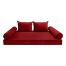 STYLE V4 - Velvet Indoor Daybed Mattress Bolster Backrest Cushion Pillow Complete Set