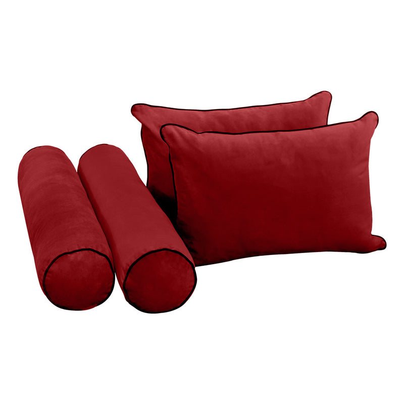 STYLE V4 - Velvet Indoor Daybed Mattress Bolster Backrest Cushion Pillow Complete Set