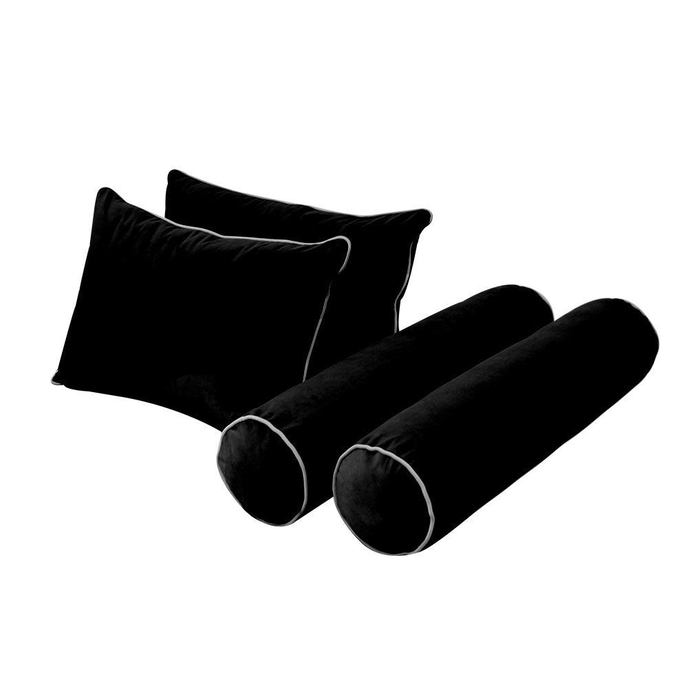 STYLE V4 - Velvet Indoor Daybed Mattress Bolster Backrest Cushion Pillow |COVERS ONLY|