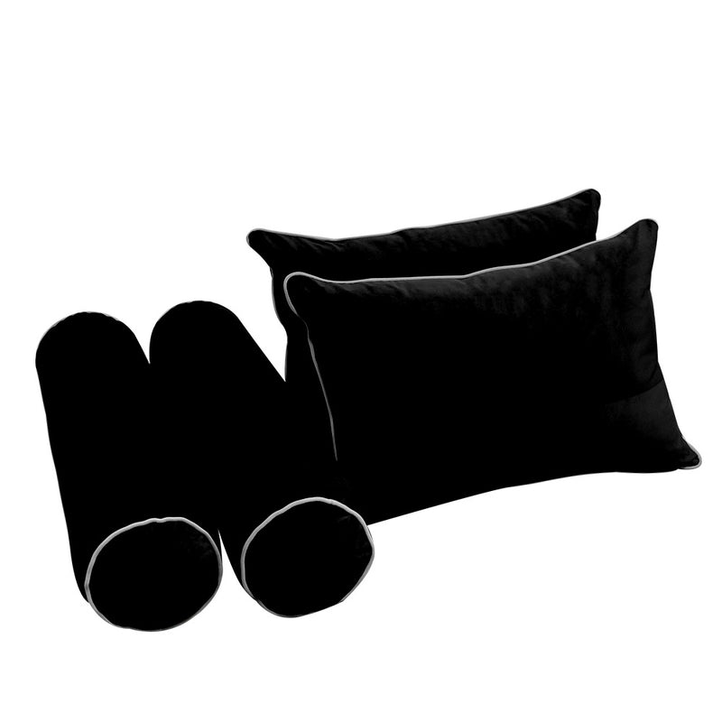 STYLE V4 - Velvet Indoor Daybed Mattress Bolster Backrest Cushion Pillow Complete Set
