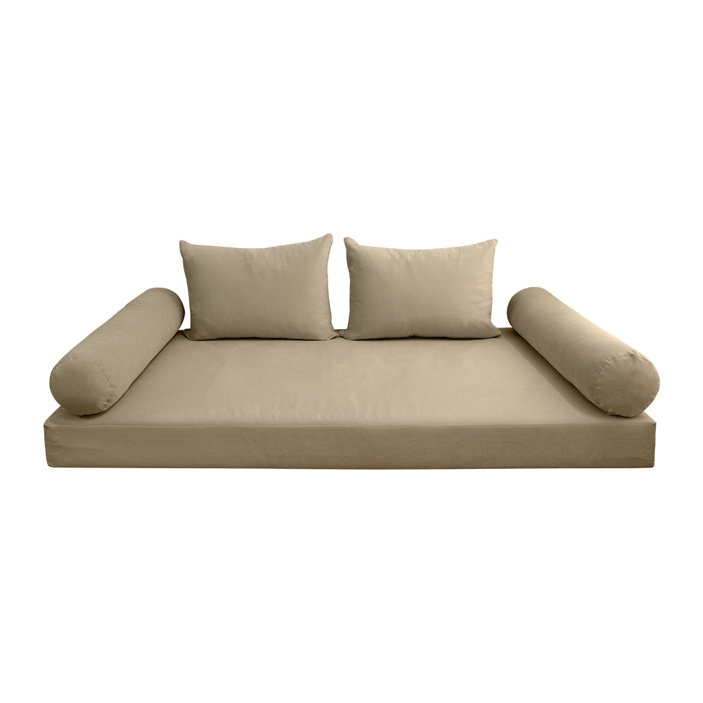 STYLE V4 - Velvet Indoor Daybed Mattress Bolster Backrest Cushion Pillow Complete Set