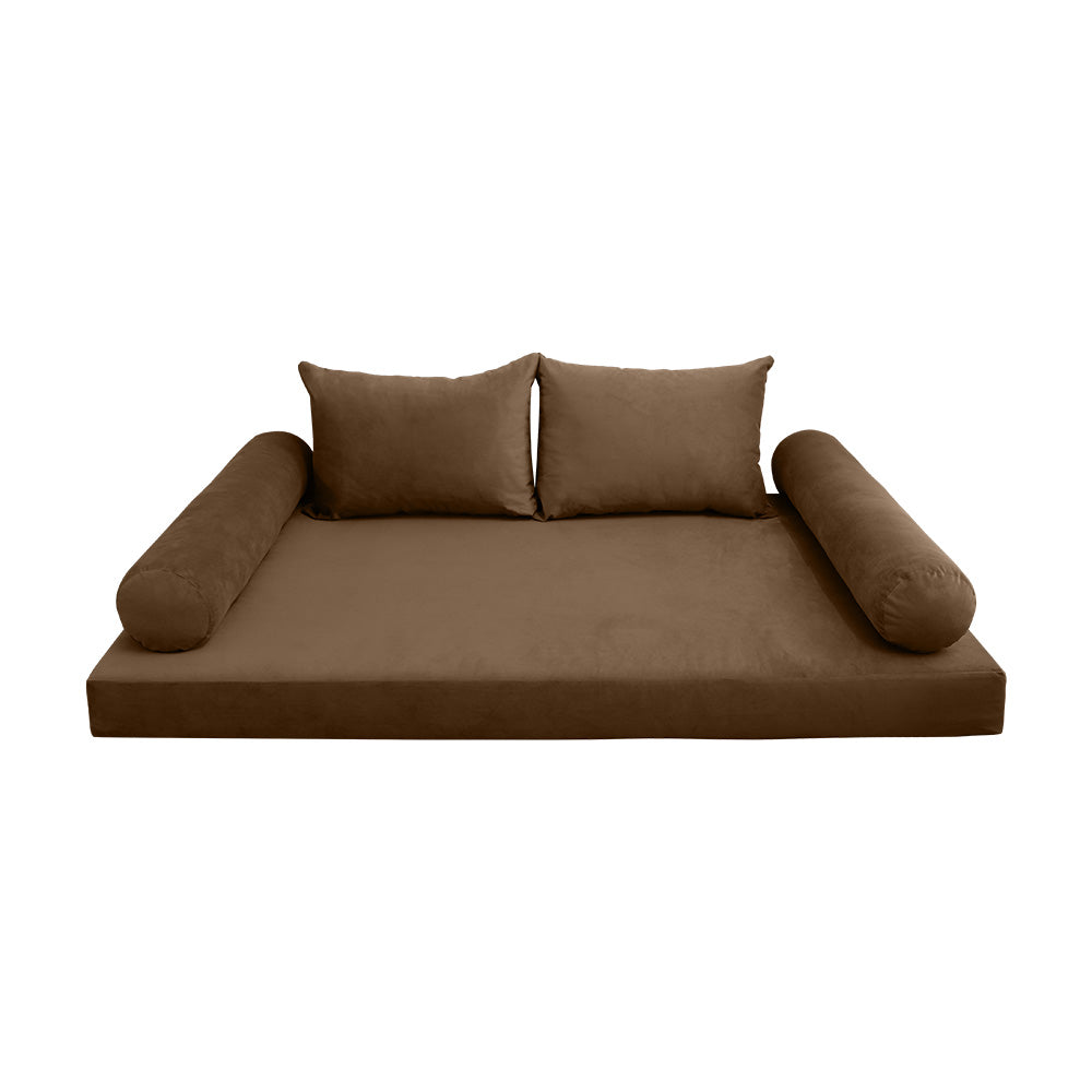 STYLE V4 - Velvet Indoor Daybed Mattress Bolster Backrest Cushion Pillow |COVERS ONLY|
