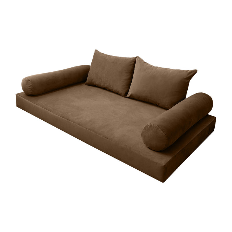 STYLE V4 - Velvet Indoor Daybed Mattress Bolster Backrest Cushion Pillow |COVERS ONLY|