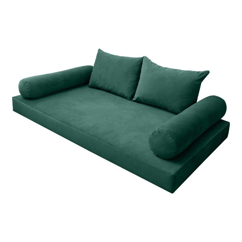 STYLE V4 - Velvet Indoor Daybed Mattress Bolster Backrest Cushion Pillow |COVERS ONLY|