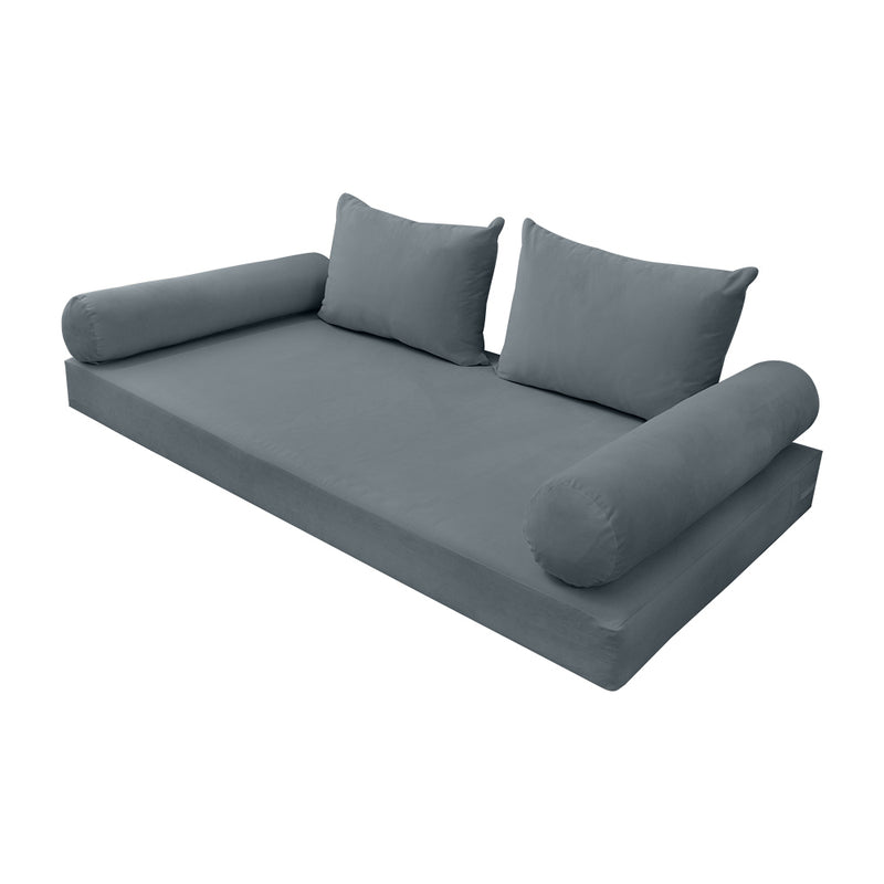 STYLE V4 - Velvet Indoor Daybed Mattress Bolster Backrest Cushion Pillow |COVERS ONLY|