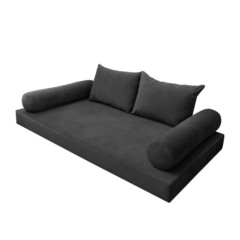 STYLE V4 - Velvet Indoor Daybed Mattress Bolster Backrest Cushion Pillow |COVERS ONLY|