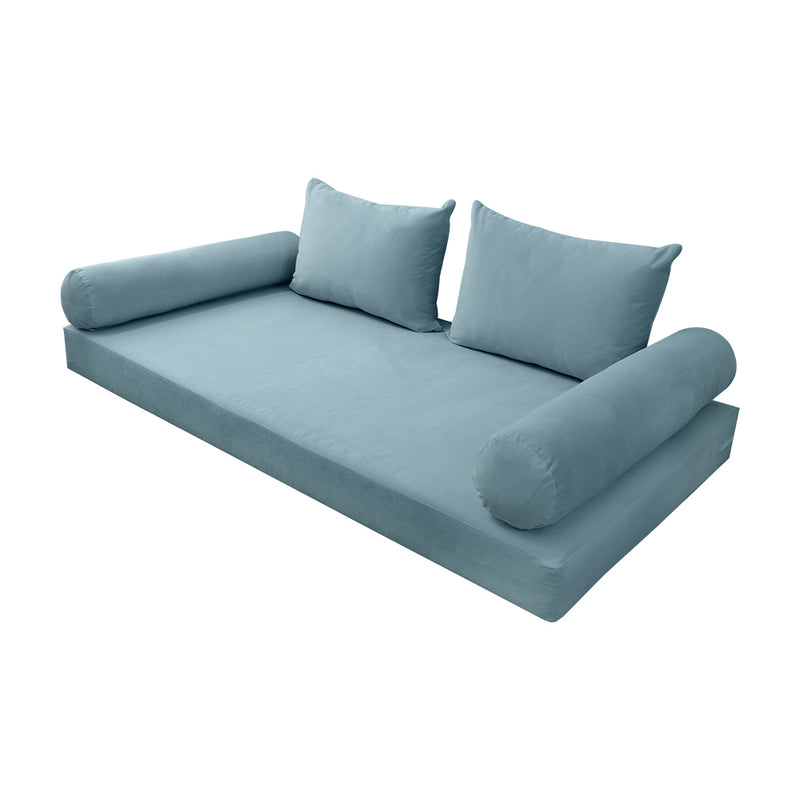 STYLE V4 - Velvet Indoor Daybed Mattress Bolster Backrest Cushion Pillow |COVERS ONLY|