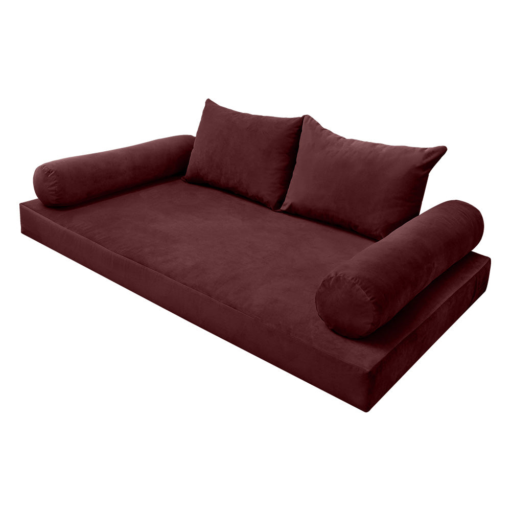STYLE V4 - Velvet Indoor Daybed Mattress Bolster Backrest Cushion Pillow |COVERS ONLY|