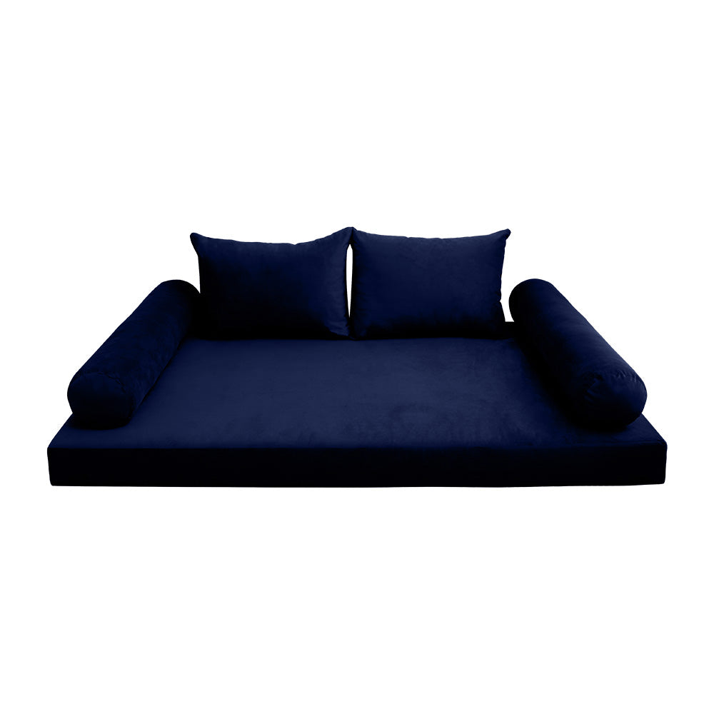 STYLE V4 - Velvet Indoor Daybed Mattress Bolster Backrest Cushion Pillow |COVERS ONLY|