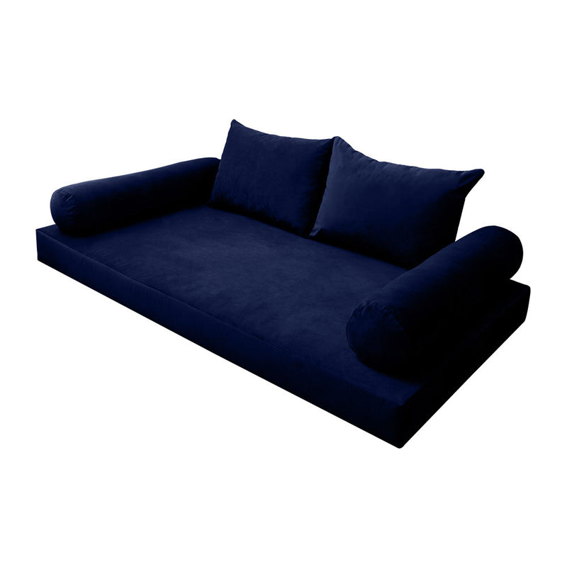 STYLE V4 - Velvet Indoor Daybed Mattress Bolster Backrest Cushion Pillow |COVERS ONLY|