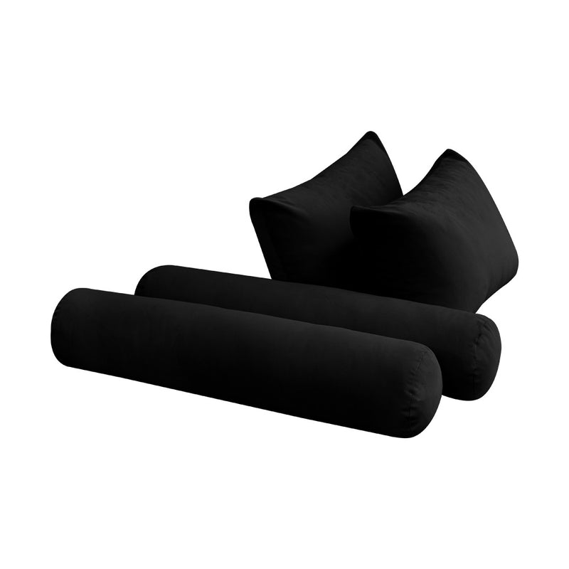 STYLE V4 - Velvet Indoor Daybed Mattress Bolster Backrest Cushion Pillow Complete Set