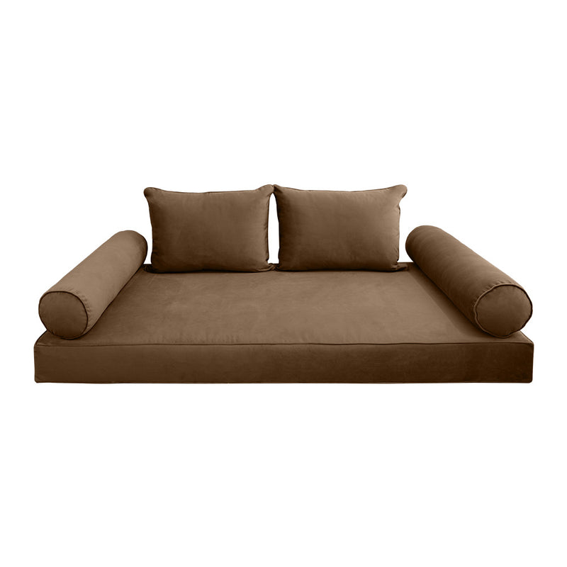 STYLE V4 - Velvet Indoor Daybed Mattress Bolster Backrest Cushion Pillow Complete Set
