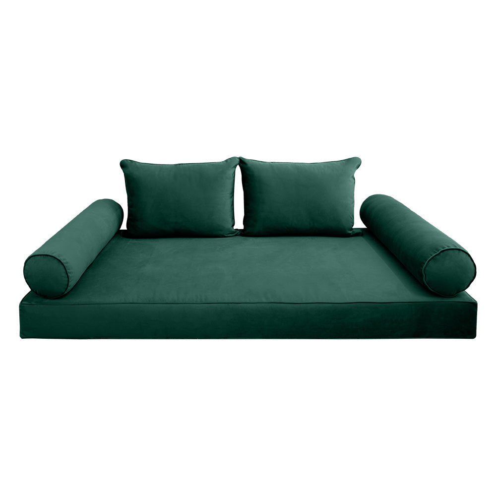 STYLE V4 - Velvet Indoor Daybed Mattress Bolster Backrest Cushion Pillow |COVERS ONLY|