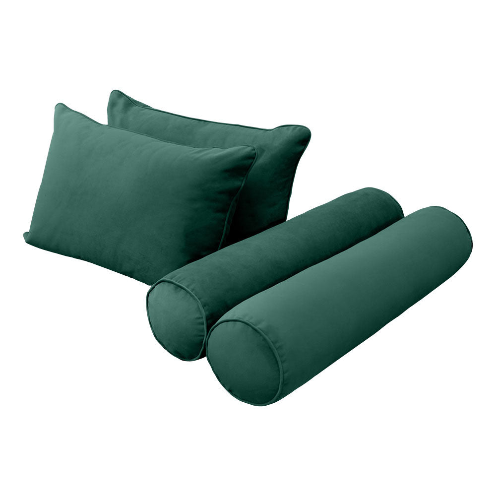 STYLE V4 - Velvet Indoor Daybed Bolster Backrest Cushion Pillow |COVERS ONLY|