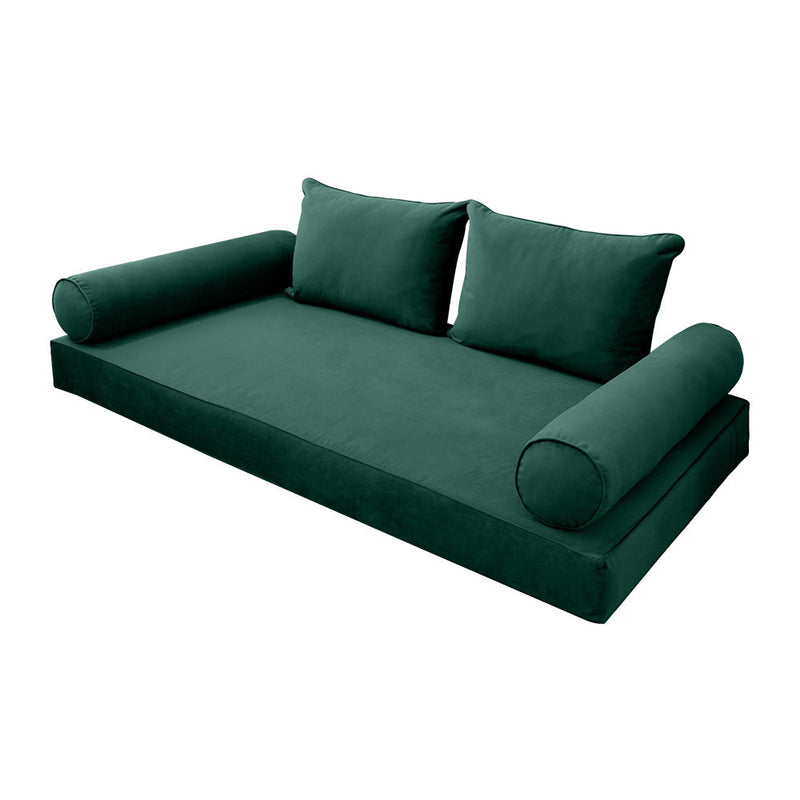 STYLE V4 - Velvet Indoor Daybed Mattress Bolster Backrest Cushion Pillow |COVERS ONLY|