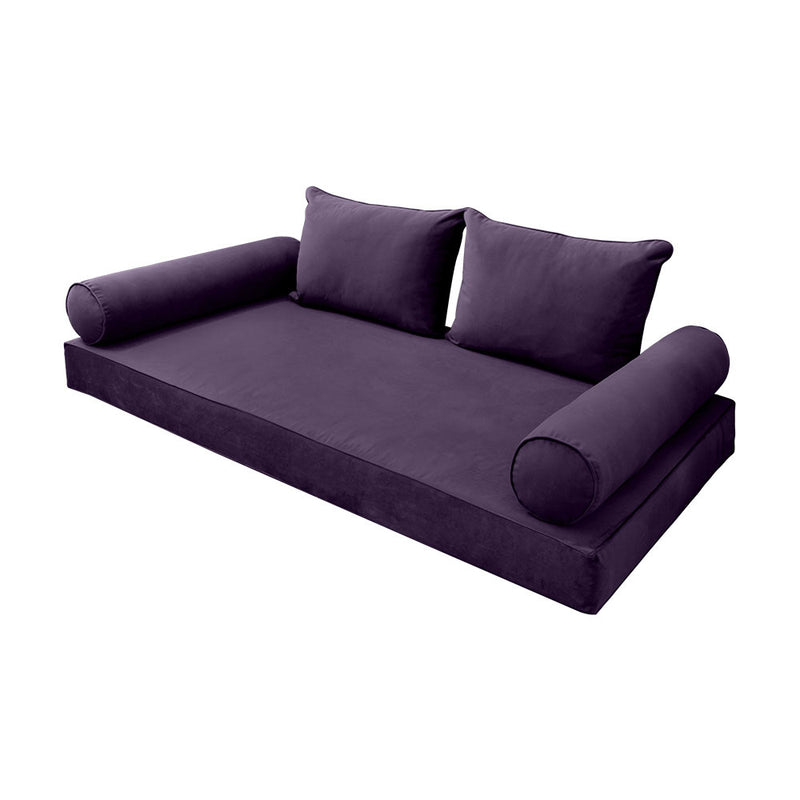 STYLE V4 - Velvet Indoor Daybed Mattress Bolster Backrest Cushion Pillow |COVERS ONLY|