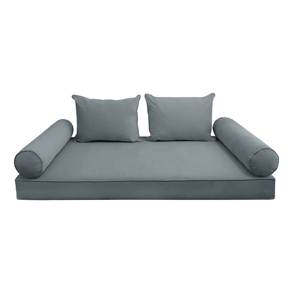 STYLE V4 - Velvet Indoor Daybed Mattress Bolster Backrest Cushion Pillow |COVERS ONLY|