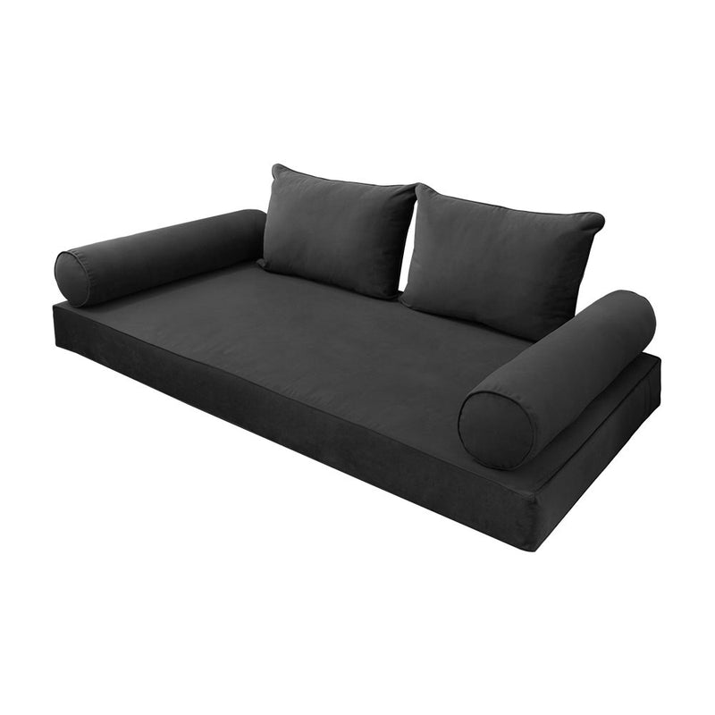STYLE V4 - Velvet Indoor Daybed Mattress Bolster Backrest Cushion Pillow |COVERS ONLY|