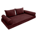 STYLE V4 - Velvet Indoor Daybed Mattress Bolster Backrest Cushion Pillow Complete Set