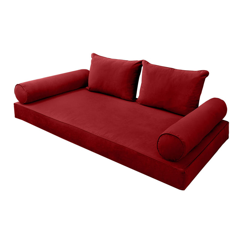 STYLE V4 - Velvet Indoor Daybed Mattress Bolster Backrest Cushion Pillow |COVERS ONLY|