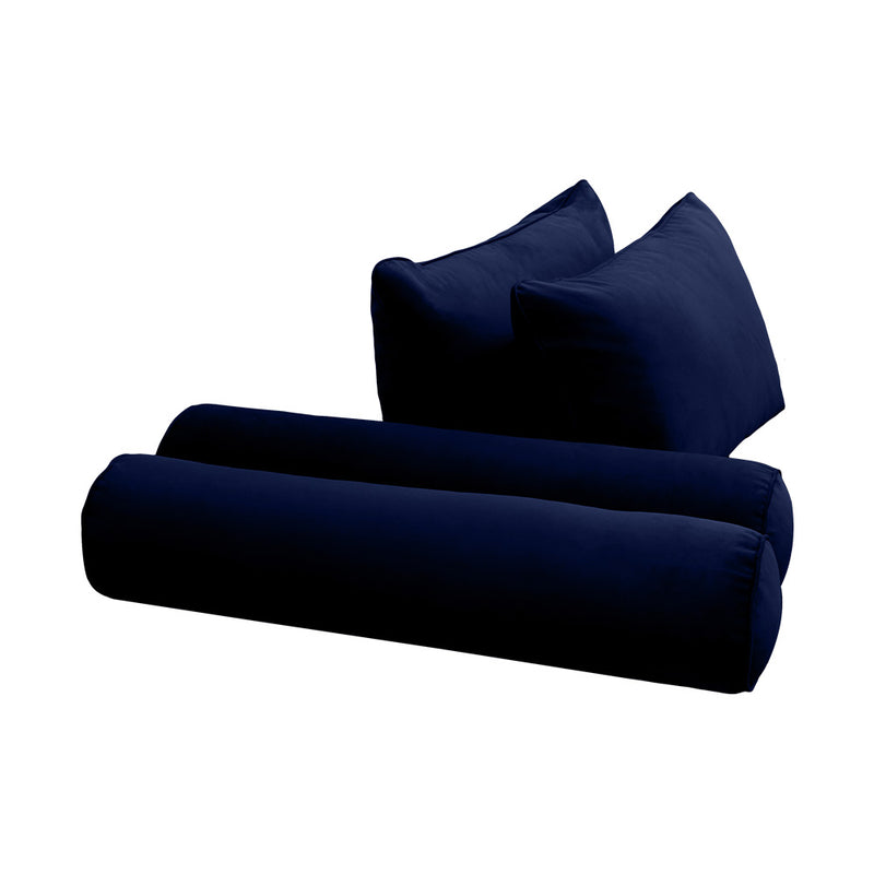STYLE V4 - Velvet Indoor Daybed Mattress Bolster Backrest Cushion Pillow Complete Set