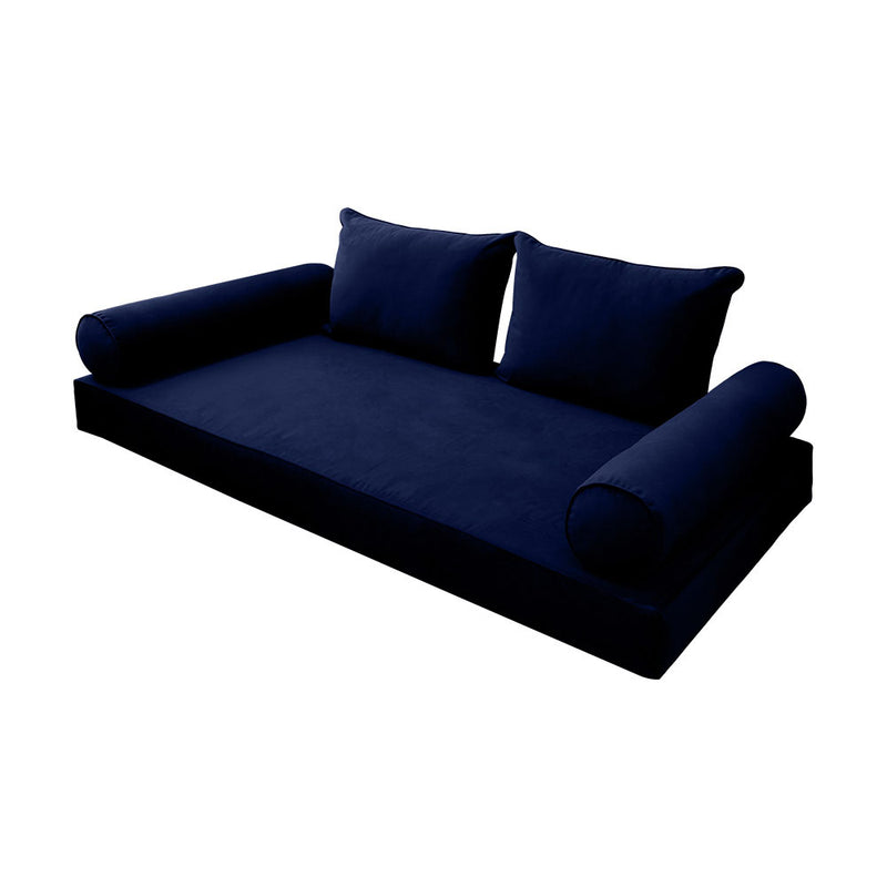 STYLE V4 - Velvet Indoor Daybed Mattress Bolster Backrest Cushion Pillow |COVERS ONLY|