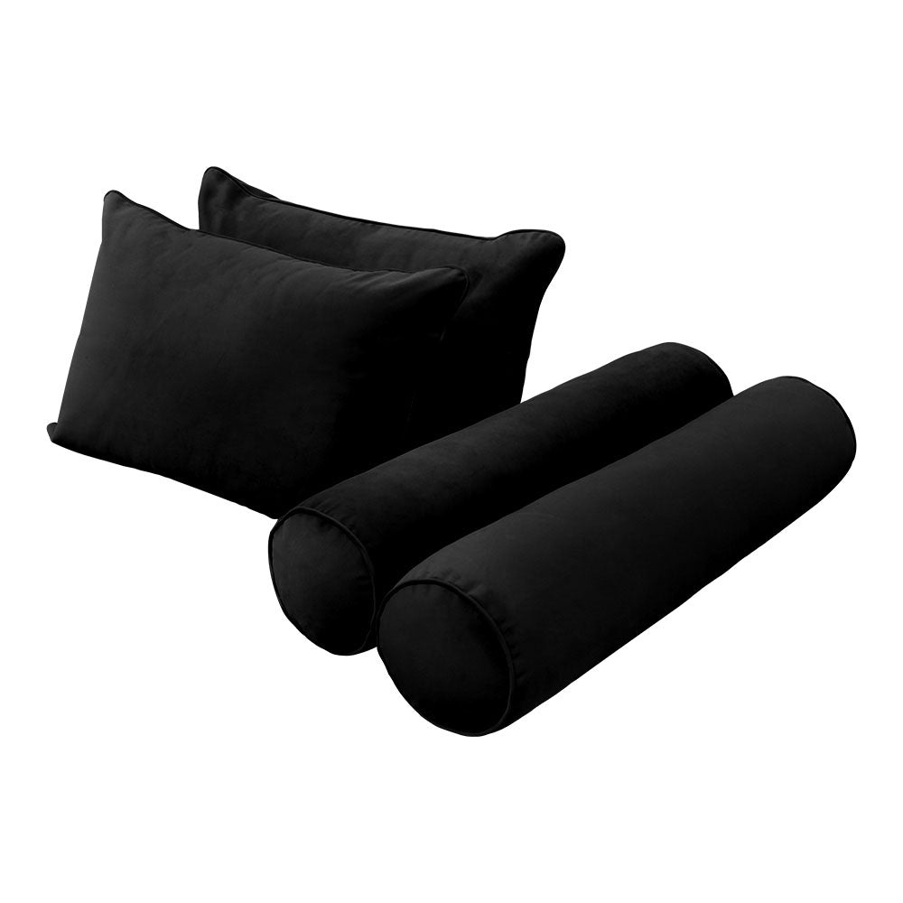 STYLE V4 - Velvet Indoor Daybed Bolster Backrest Cushion Pillow |COVERS ONLY|
