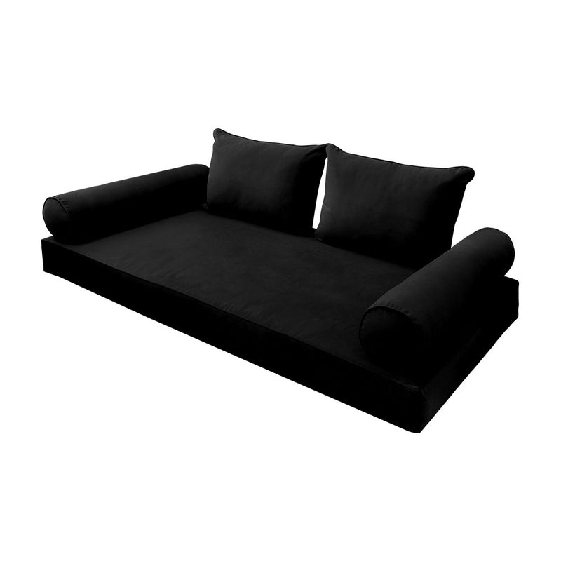 STYLE V4 - Velvet Indoor Daybed Mattress Bolster Backrest Cushion Pillow |COVERS ONLY|