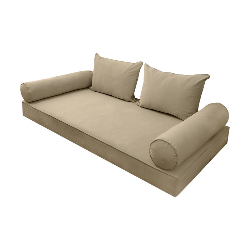 STYLE V4 - Velvet Indoor Daybed Mattress Bolster Backrest Cushion Pillow |COVERS ONLY|