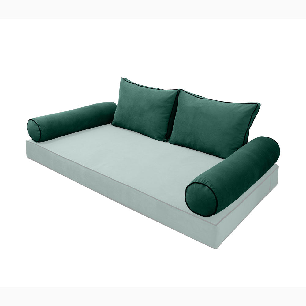 STYLE V1 - Velvet Indoor Daybed Bolster Backrest Cushion Pillow |COVERS ONLY|