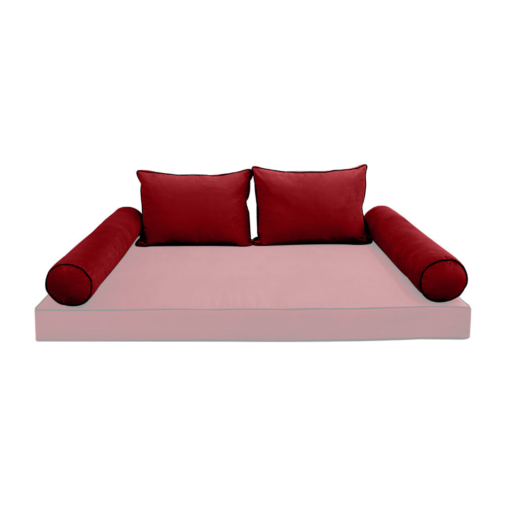 STYLE V1 - Velvet Indoor Daybed Bolster Backrest Cushion Pillow |COVERS ONLY|