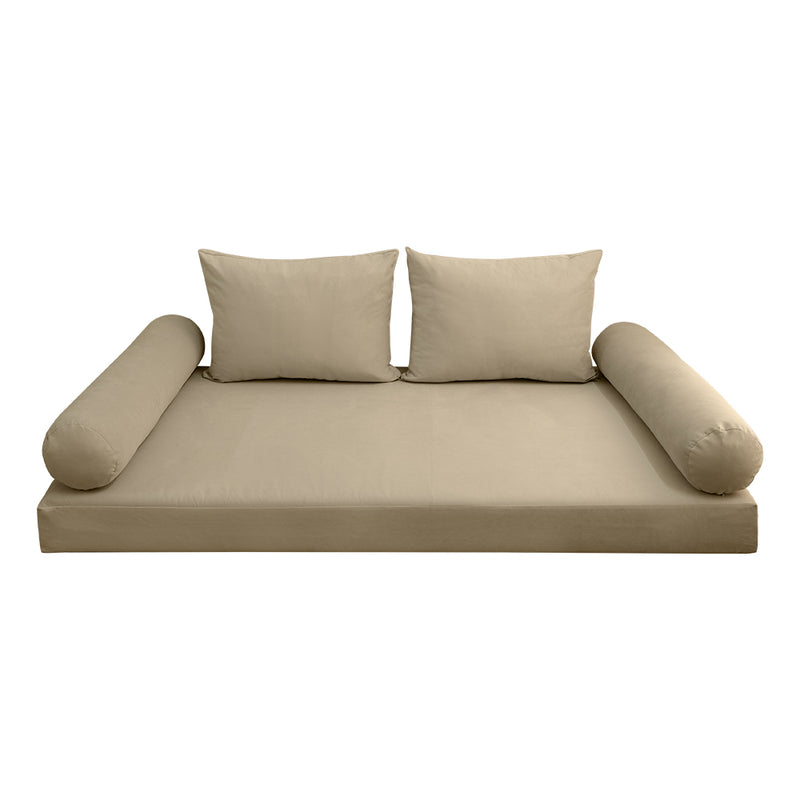 STYLE V1 - Velvet Indoor Daybed Mattress Bolster Backrest Cushion Pillow Complete Set