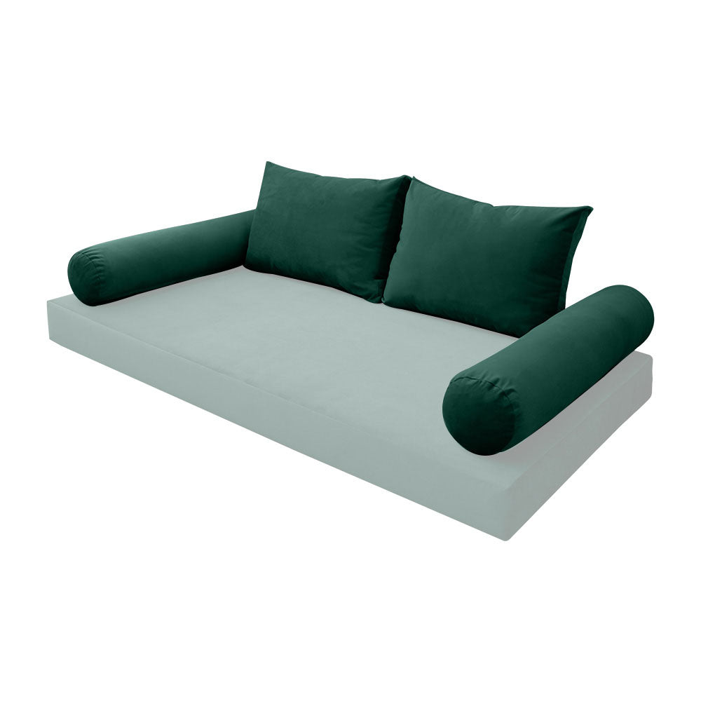 STYLE V1 - Velvet Indoor Daybed Bolster Backrest Cushion Pillow |COVERS ONLY|