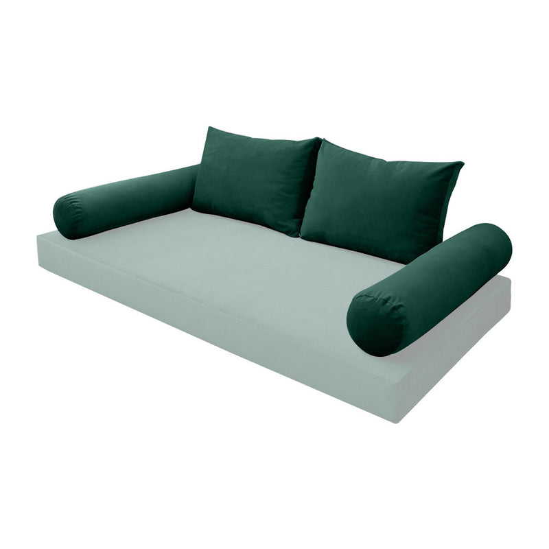 STYLE V1 - Velvet Indoor Daybed Bolster Backrest Cushion Pillow |COVERS ONLY|