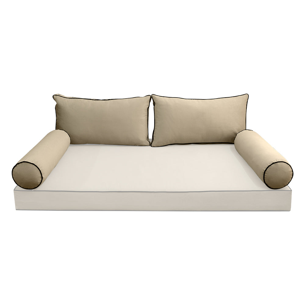 STYLE V2 - Velvet Indoor Daybed Bolster Backrest Cushion Pillow |COVERS ONLY|