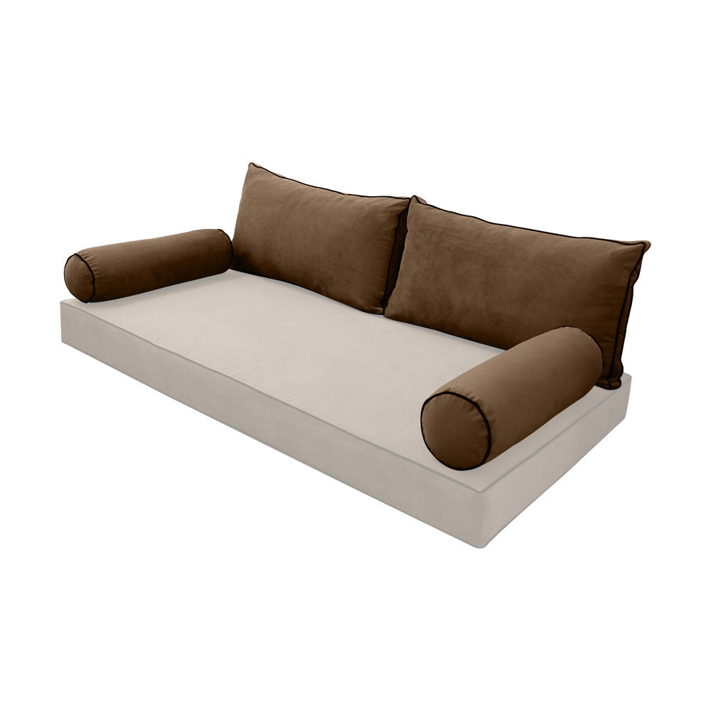 STYLE V2 - Velvet Indoor Daybed Bolster Backrest Cushion Pillow |COVERS ONLY|