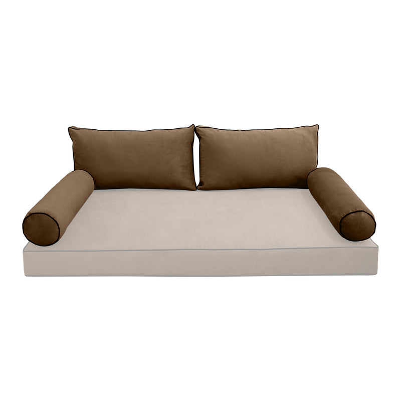 STYLE V2 - Velvet Indoor Daybed Bolster Backrest Cushion Pillow |COVERS ONLY|