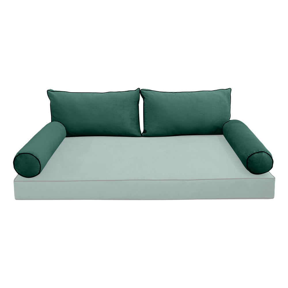 STYLE V2 - Velvet Indoor Daybed Bolster Backrest Cushion Pillow |COVERS ONLY|