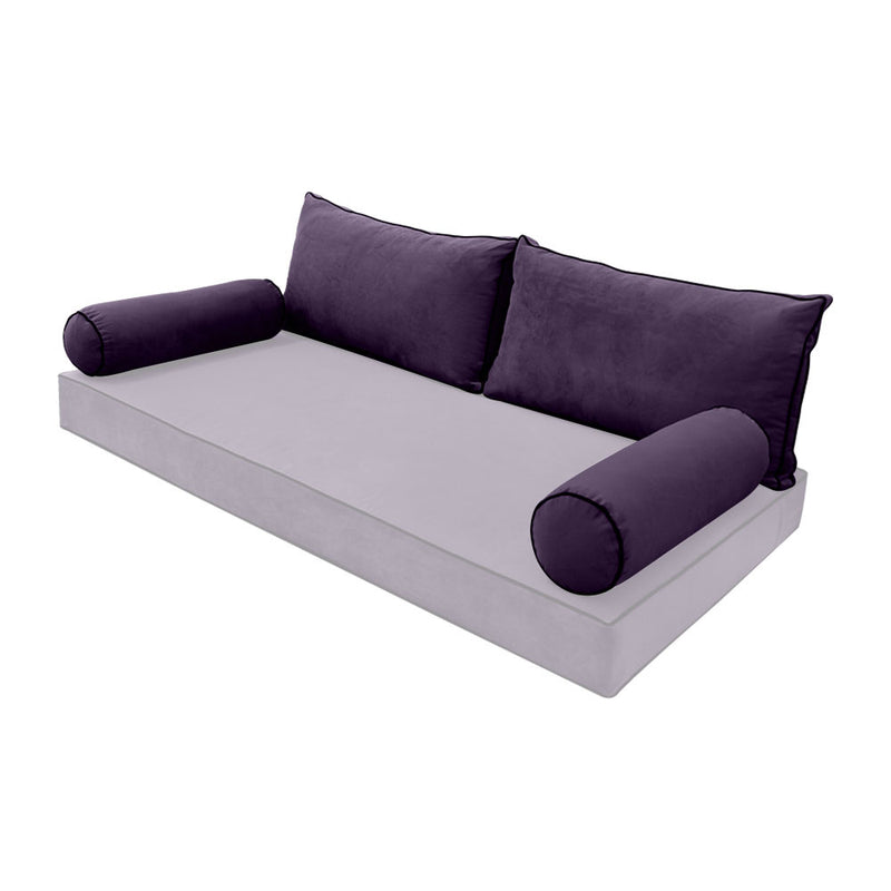 STYLE V2 - Velvet Indoor Daybed Bolster Backrest Cushion Pillow |COVERS ONLY|