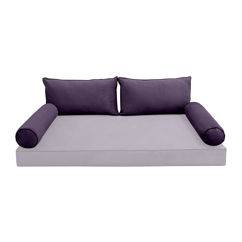 STYLE V2 - Velvet Indoor Daybed Bolster Backrest Cushion Pillow |COVERS ONLY|