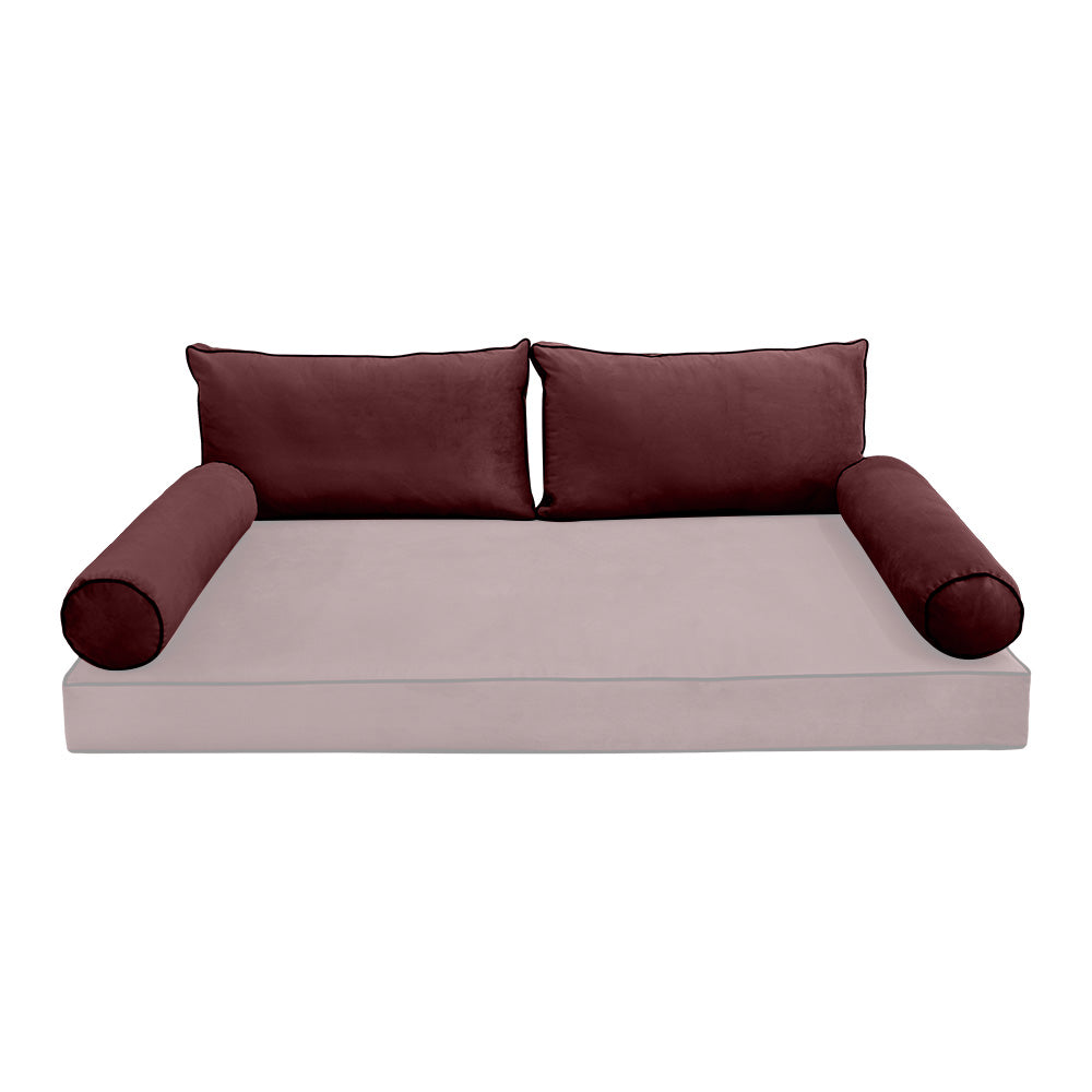 STYLE V2 - Velvet Indoor Daybed Bolster Backrest Cushion Pillow |COVERS ONLY|