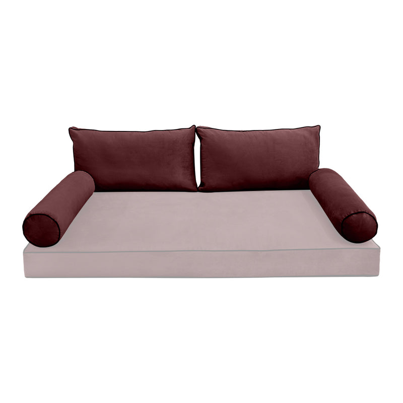 STYLE V2 - Velvet Indoor Daybed Bolster Backrest Cushion Pillow |COVERS ONLY|