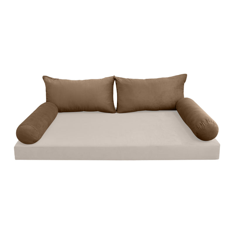 STYLE V2 - Velvet Indoor Daybed Bolster Backrest Cushion Pillow |COVERS ONLY|