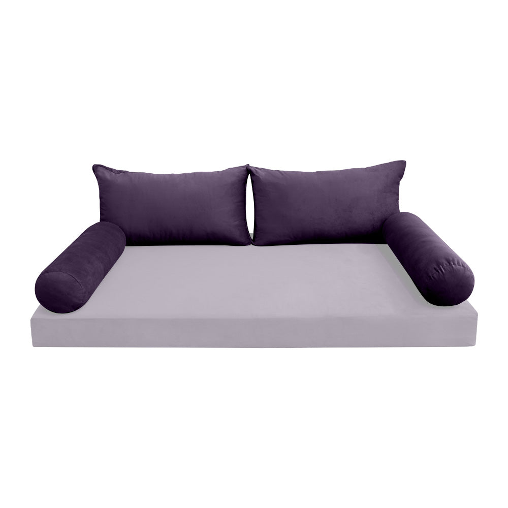 STYLE V2 - Velvet Indoor Daybed Bolster Backrest Cushion Pillow |COVERS ONLY|