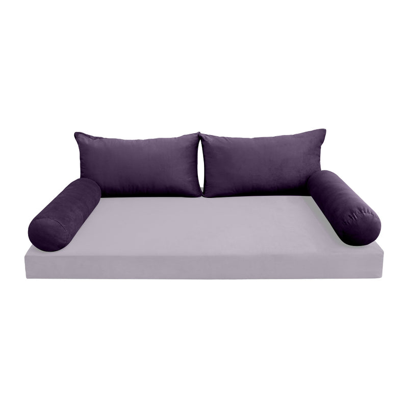 STYLE V2 - Velvet Indoor Daybed Bolster Backrest Cushion Pillow |COVERS ONLY|