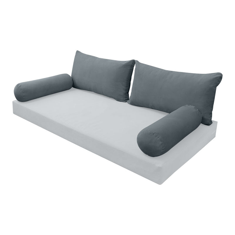 STYLE V2 - Velvet Indoor Daybed Bolster Backrest Cushion Pillow |COVERS ONLY|