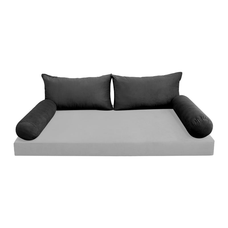 STYLE V2 - Velvet Indoor Daybed Bolster Backrest Cushion Pillow |COVERS ONLY|