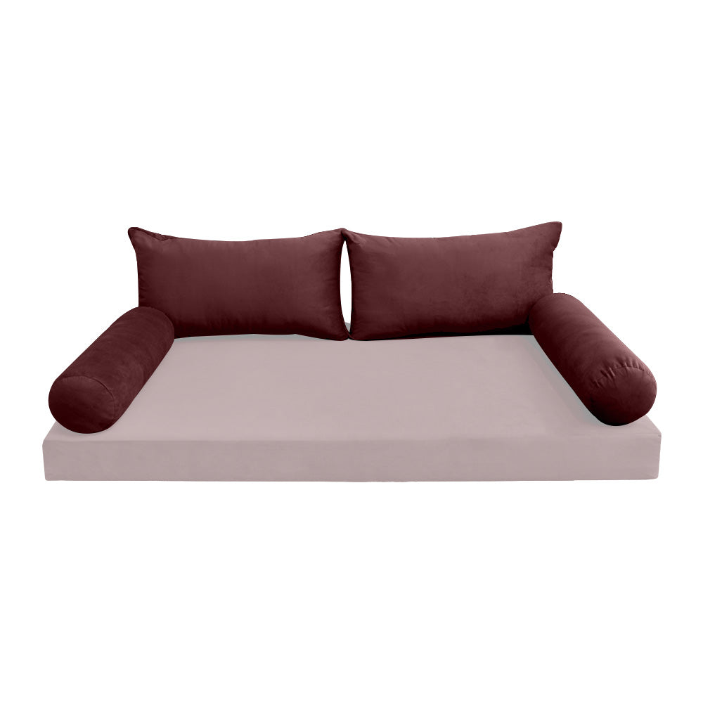 STYLE V2 - Velvet Indoor Daybed Bolster Backrest Cushion Pillow |COVERS ONLY|