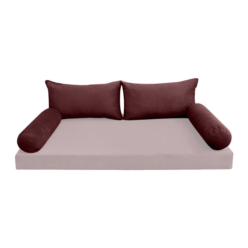 STYLE V2 - Velvet Indoor Daybed Bolster Backrest Cushion Pillow |COVERS ONLY|