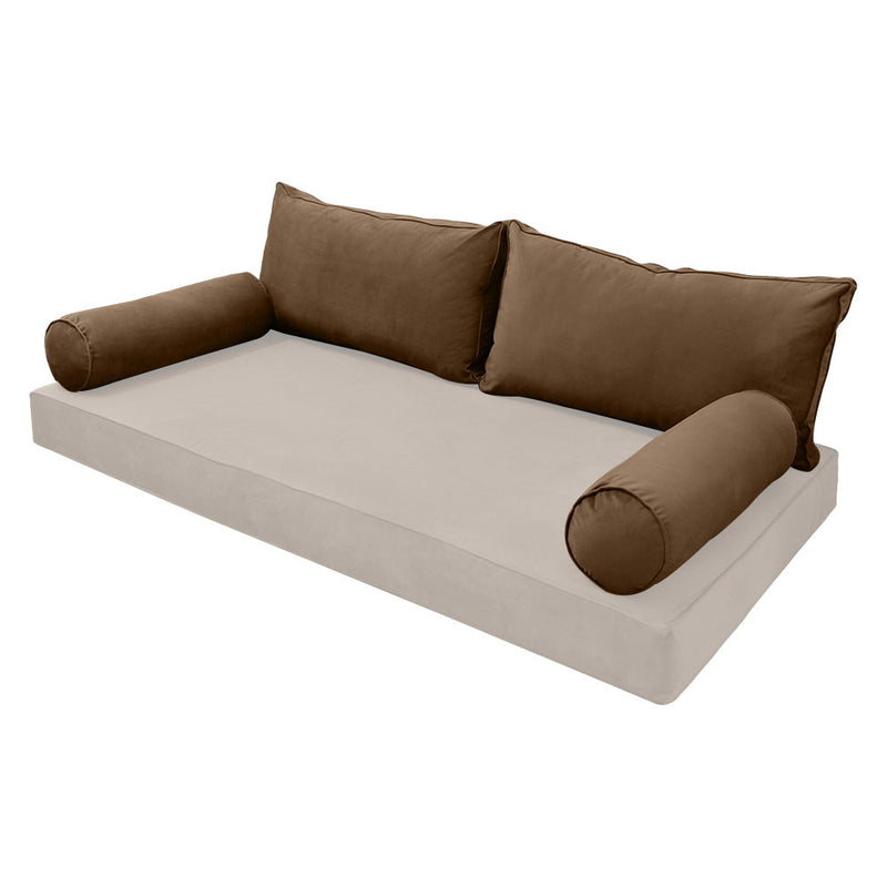 STYLE V2 - Velvet Indoor Daybed Bolster Backrest Cushion Pillow |COVERS ONLY|
